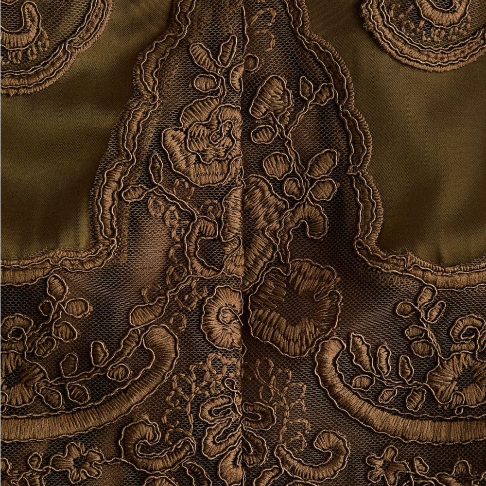 H&M Edition Brown Lace-Detail Satin Camisole Top. Large. NWT 1333829001 - Picture 7 of 7